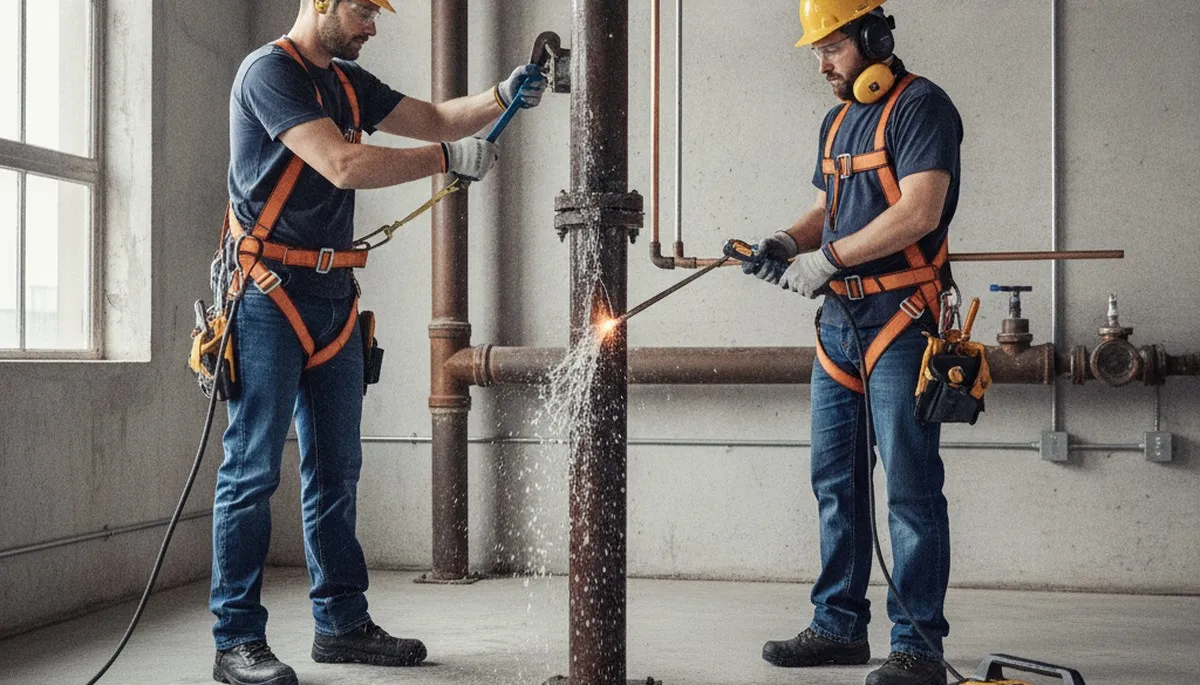 Emergency plumber in Clearwater, FL repairing a burst pipe for a residential plumbing emergency