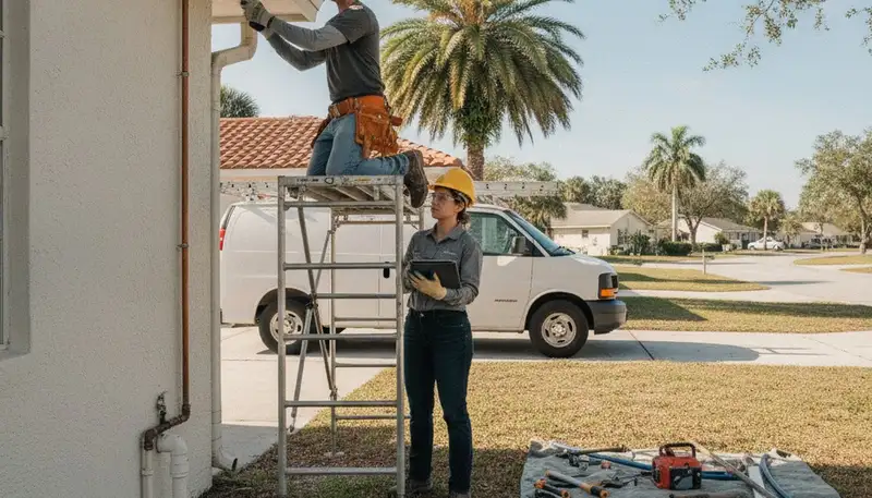 Plumber repairing pipe leak in Clearwater, FL for plumbingclearwaterfl-new.com