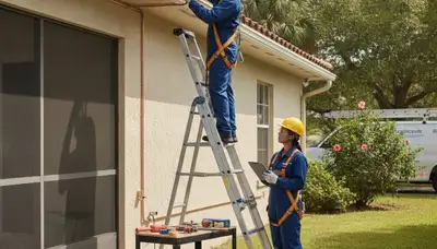 Clearwater, FL plumbing repair technician servicing a residential pipe leak