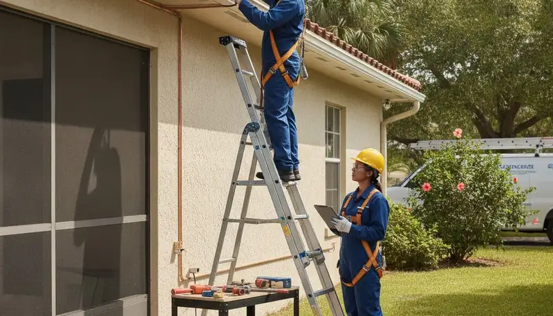 Clearwater, FL plumbing repair technician servicing a residential pipe leak