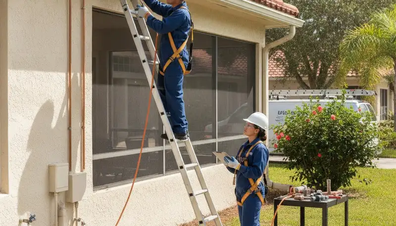 Plumber repairing a leak in Clearwater, FL for a local plumbing repair service