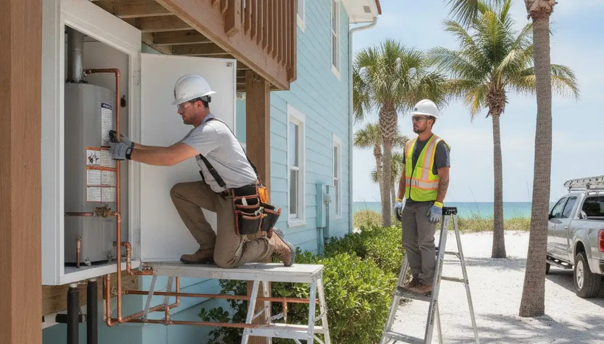 Clearwater, FL plumbing repair technician servicing pipes for a local plumbing business