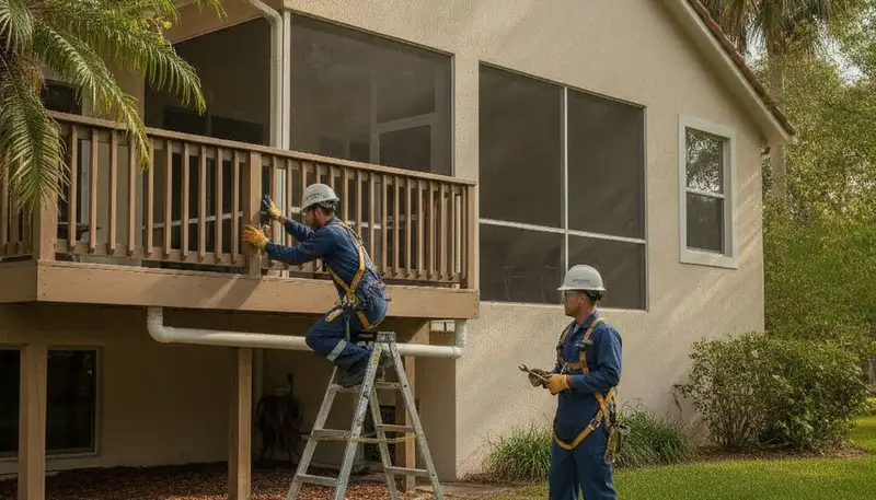 Clearwater, FL plumbing repair technician servicing a customer pipe under sink in a residential home