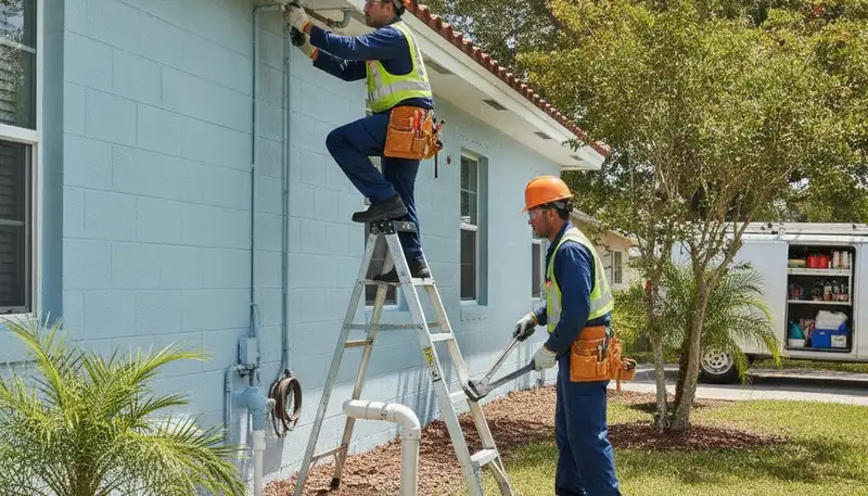 Clearwater, FL plumber repairing a pipe for residential plumbing service