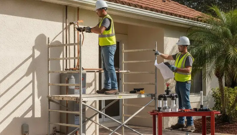 Plumber servicing a Clearwater, FL home for plumbing repair and leak repair services