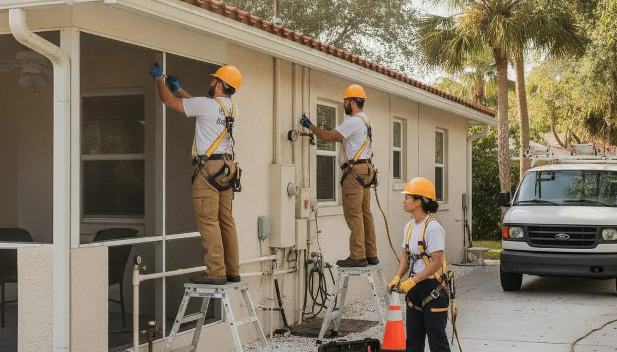 Clearwater FL plumber repairing a residential pipe for plumbing service