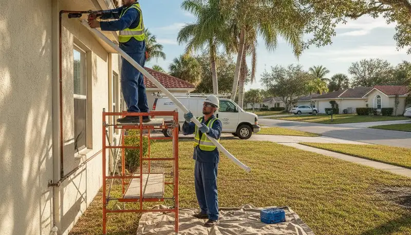 Clearwater FL plumber inspecting pipe repair for reliable plumbing service