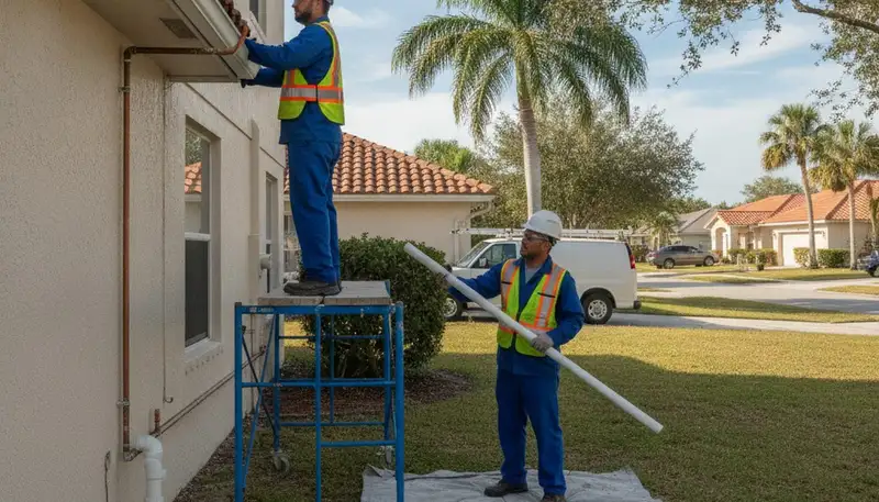 Plumber repairing a pipe in Clearwater, FL for residential plumbing service