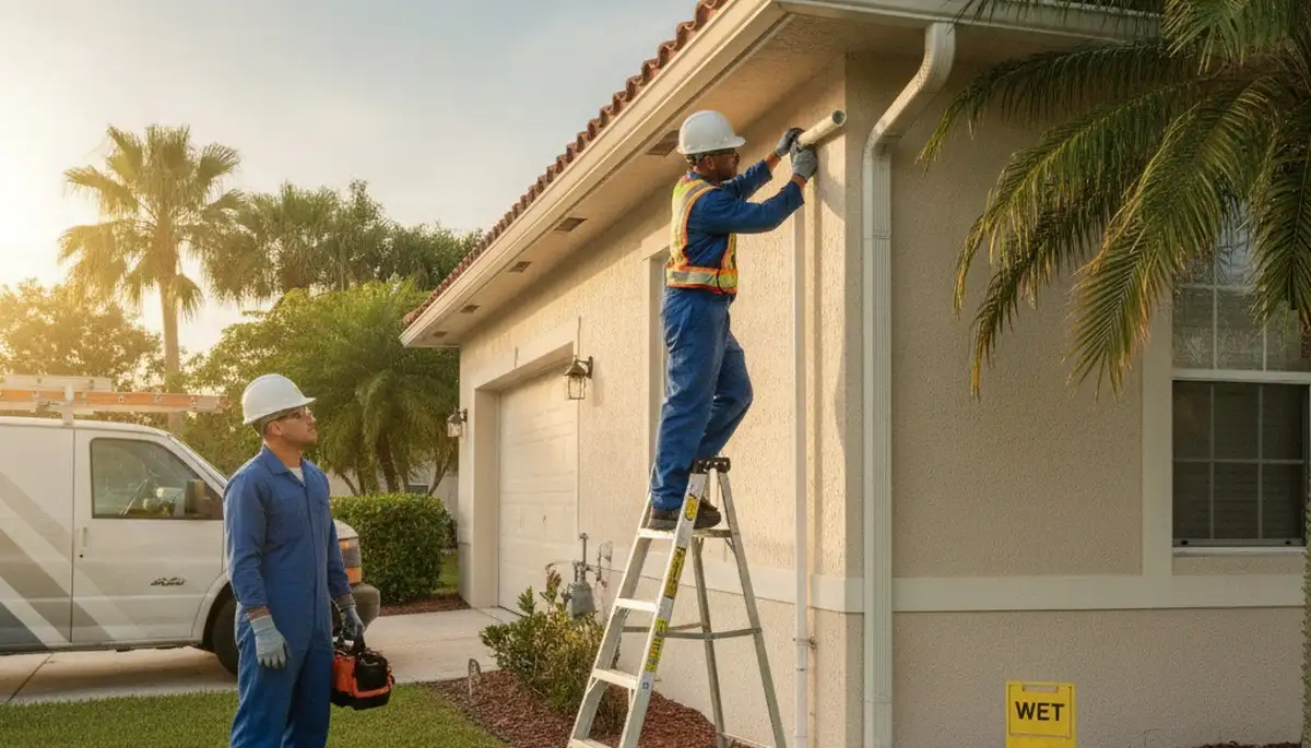 Clearwater FL plumber repairing a plumbing issue for a local plumbing service