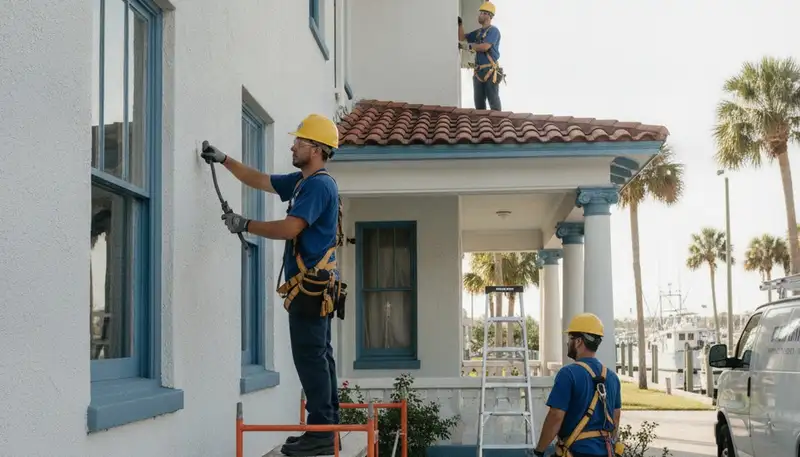 Clearwater, FL plumbing repair technician servicing a residential pipe leak