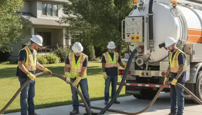 Septic pumping service truck in Clearwater, FL for residential plumbing repairs