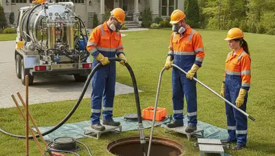 Clearwater, FL plumber cleaning a septic tank for a residential plumbing service
