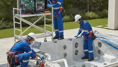 Clearwater, FL plumber repairing a spa for a local home service call