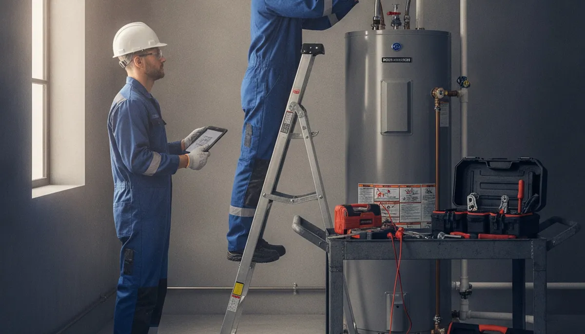 Water heater repair technician servicing a home in Clearwater, FL