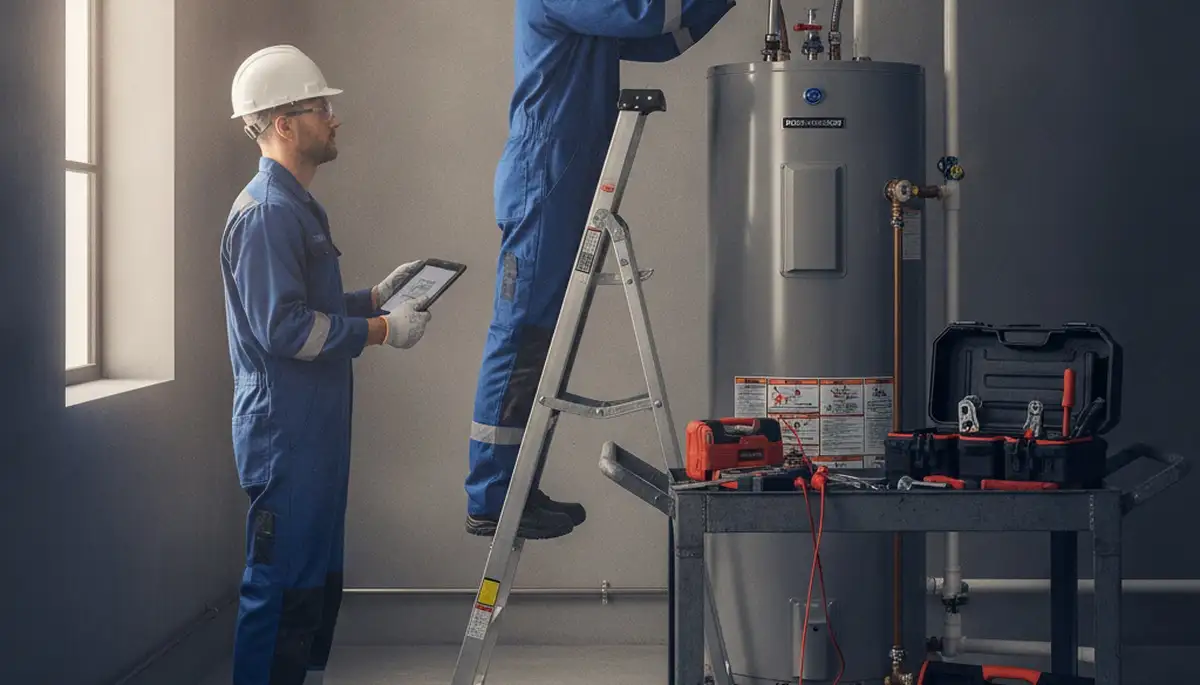 Water heater repair technician servicing a home in Clearwater, FL